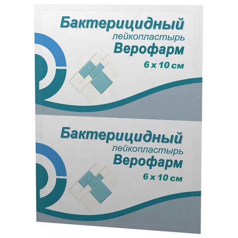Лейкопластырь бактерицидный ВЕРОФАРМ, полоска 6х10 см, тканевая основа, 20024106