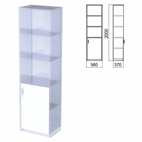 Шкаф полузакрытый ЧАСТЬ 2 "Арго", 560х370х2000 мм, дверь, 4 полки, серый