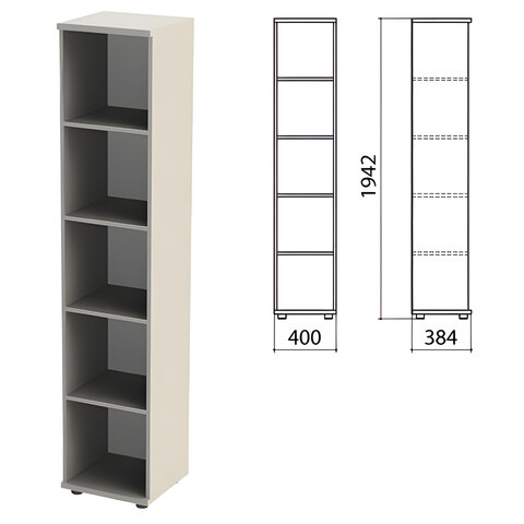 Шкаф (стеллаж) "Этюд", 400х384х1942 мм, 4 полки, серый, 400000-03