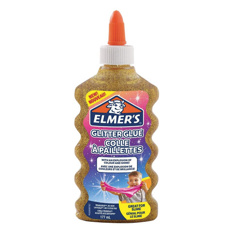 Клей для слаймов канцелярский с блестками ELMERS "Glitter Glue", 177 мл, золотой, 2077251