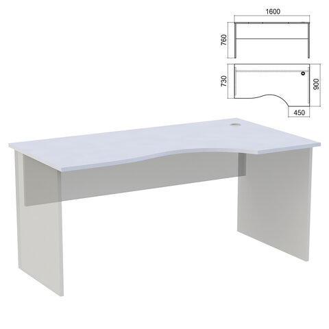 Стол эргономичный ЧАСТЬ 1 "Арго", 1600х900х760 мм, правый, серый