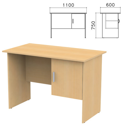 Стол письменный "Канц", 1100х600х750 мм, тумба с дверью, цвет бук невский, СК26.10