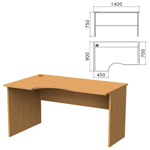 Стол письменный эргономичный "Монолит", 1400х900х750 мм, левый, цвет бук бавария, СМ5.1