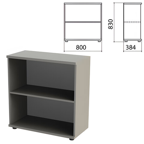 Шкаф (стеллаж) "Этюд", 800х384х830 мм, полка, серый, 399993-03